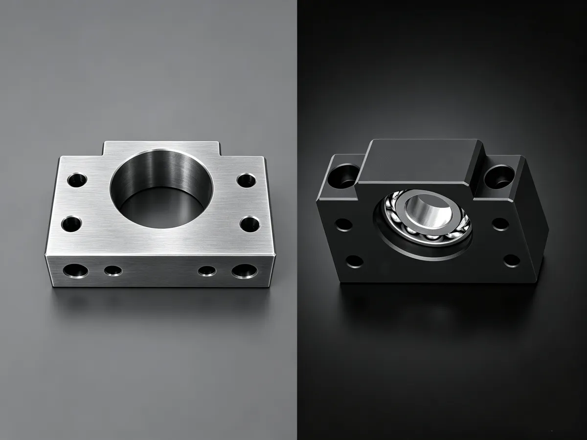 Precision CNC parts with machined silver and black surface finishes