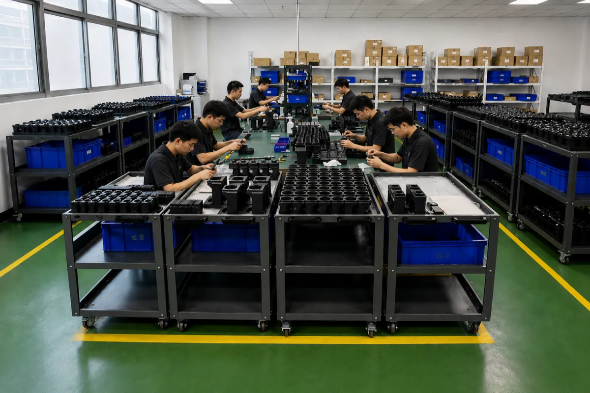 Assembly of custom motion components in the production workshop