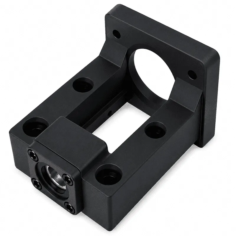 Custom black anodized CNC motor mount
