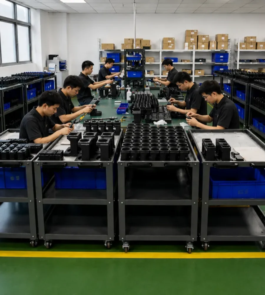 Assembly of custom motion components in the production workshop